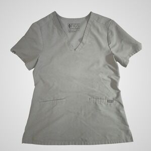 FIGS Technical Collection Grey Micro Stripe V-Neck Scrub Top‎ FW1100 Womens Med